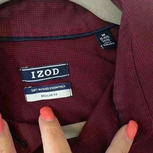 Izod Rich Wine Colored Button Down Dress Shirt Men’s Size Medium - Picture 5 of 6